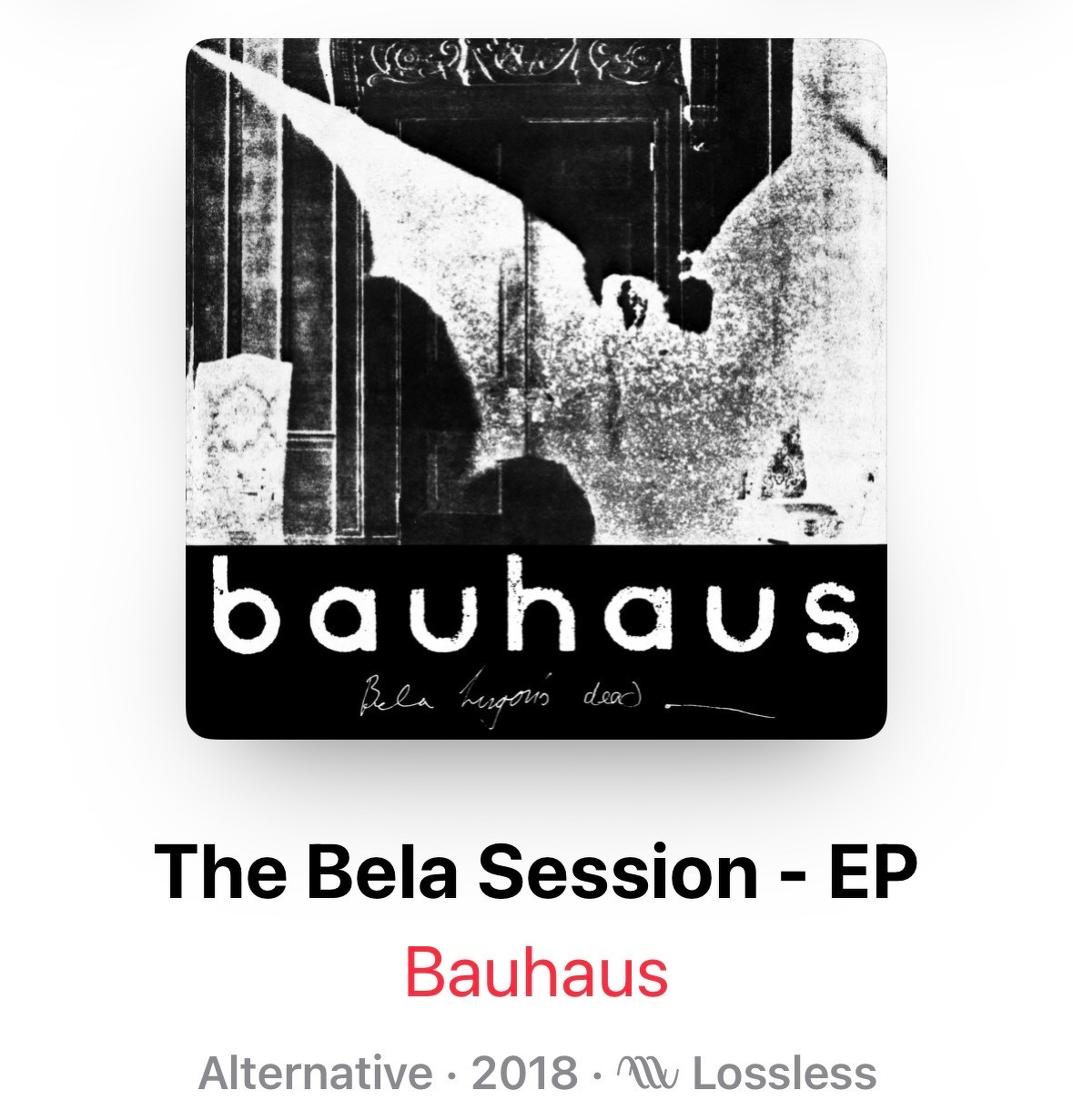 The black and white cover of Bauhaus’ “The Bela Session” EP